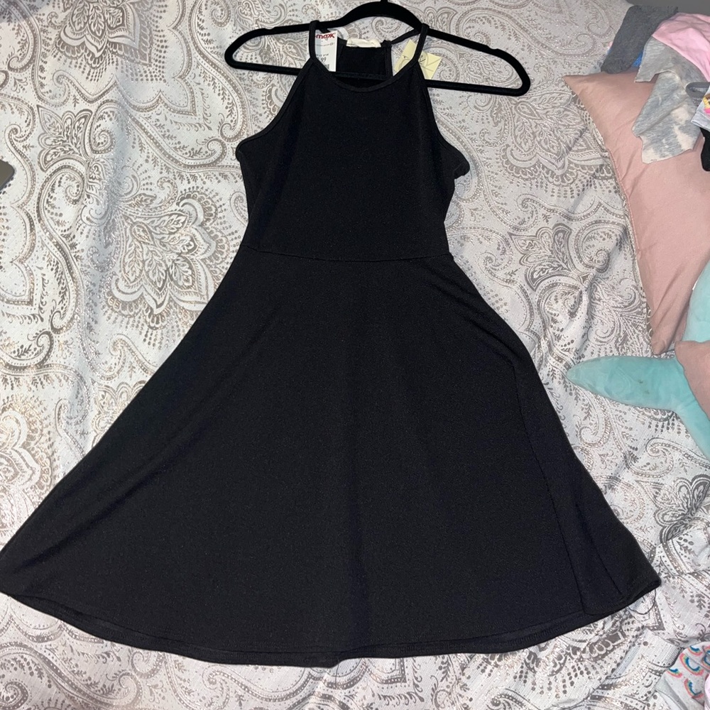 Black Halter Top Skater Dress